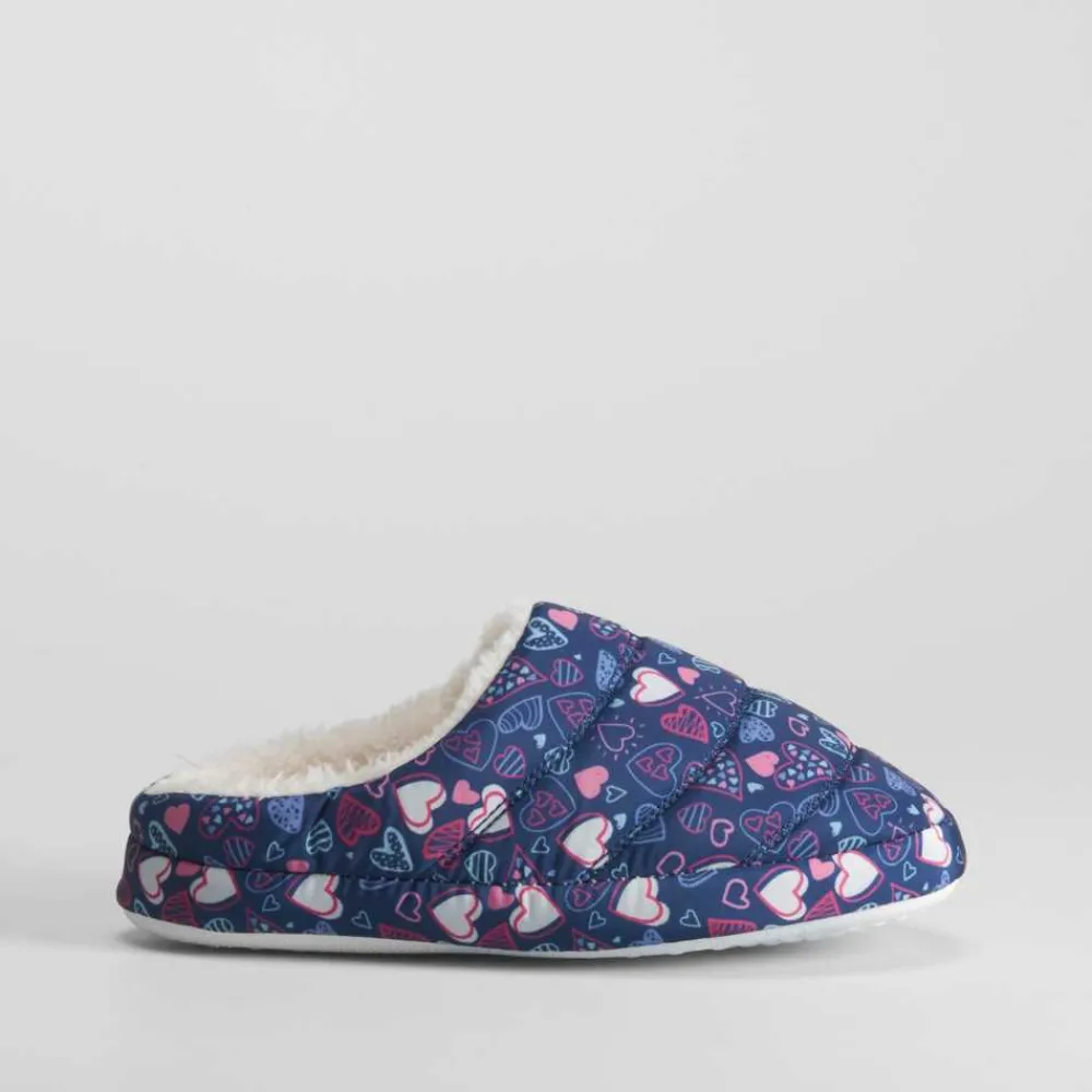 Sale Zapatilla de casa con corazones azul Zapatillas Casa