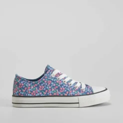 Hot Zapatilla de lona con cordones flores azul OH GIRL Zapatillas Lona