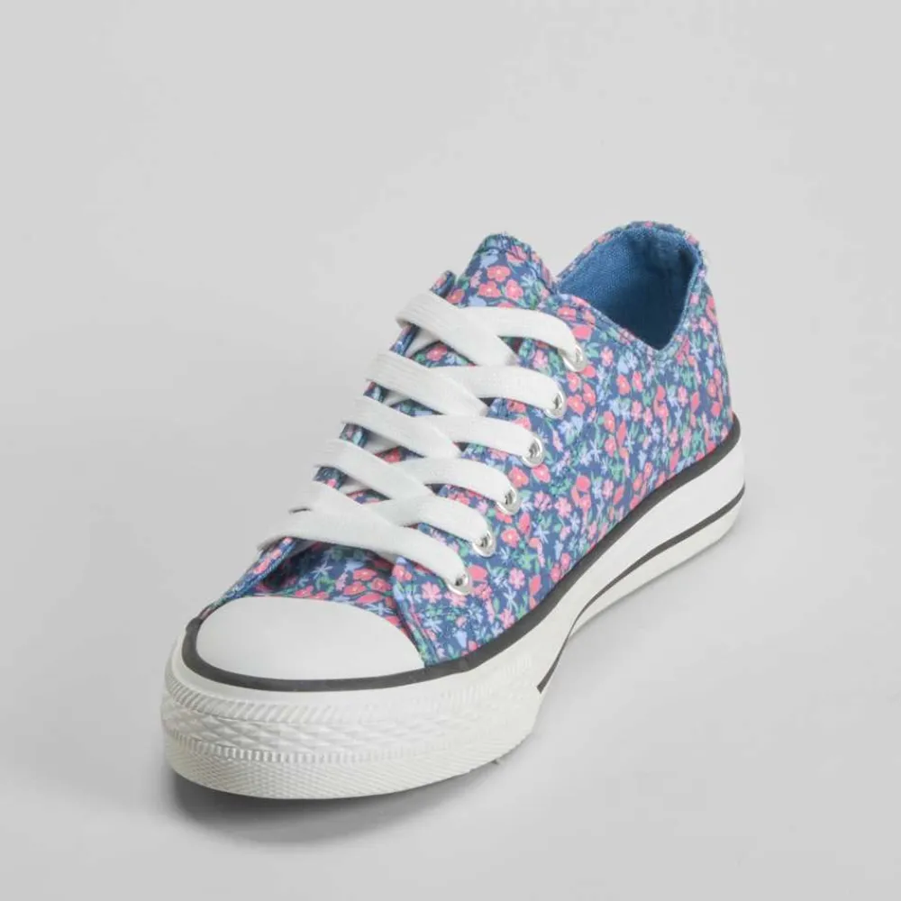 Hot Zapatilla de lona con cordones flores azul OH GIRL Zapatillas Lona