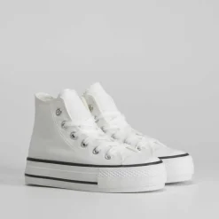 Clearance Zapatilla lona alta blanca plataforma OH GIRL Zapatillas Lona