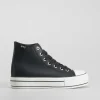 Outlet Zapatilla lona alta plataforma negra Mujer Zapatillas Lona