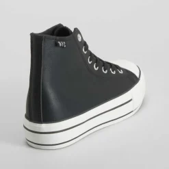 Outlet Zapatilla lona alta plataforma negra Mujer Zapatillas Lona