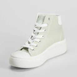 Hot Zapatilla lona alta verde Mujer Zapatillas Lona