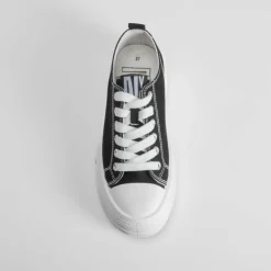 New Zapatilla lona plataforma negra suela blanca Mujer Zapatillas Lona