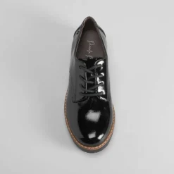 Clearance Zapato blucher charol negro PICCOLA PIU Mujer Bluchers