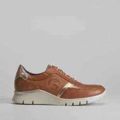 Zapato deportivo cuña marrón piel Mujer Sneakers|Zapatos Confort
