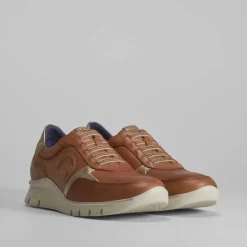 Zapato deportivo cuña marrón piel Mujer Sneakers|Zapatos Confort