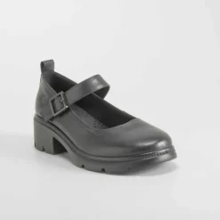 Hot Zapato pulsera de tacón piel negro Mujer Zapatos Confort|Zapatos Tacón