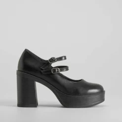 New Zapato tacón plataforma negro Mujer Zapatos Tacón