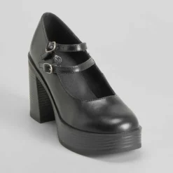 New Zapato tacón plataforma negro Mujer Zapatos Tacón