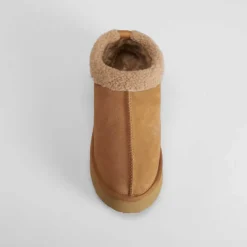 Outlet Zueco pelo piel beige Mujer Botines Planos