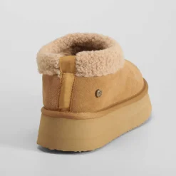 Outlet Zueco pelo piel beige Mujer Botines Planos